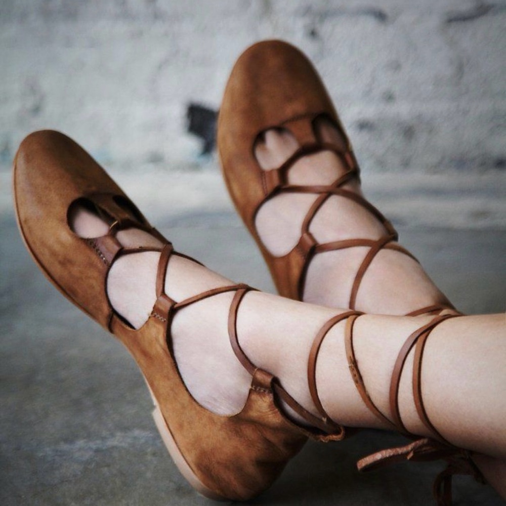 Free People Maelyn Cradle Flats with Ankle Tie